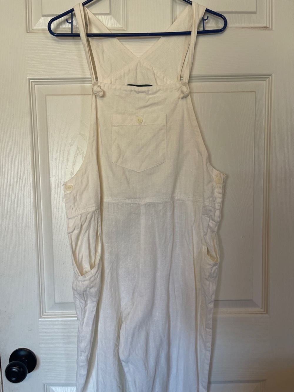 Harvé Benard White 100% Linen Overalls